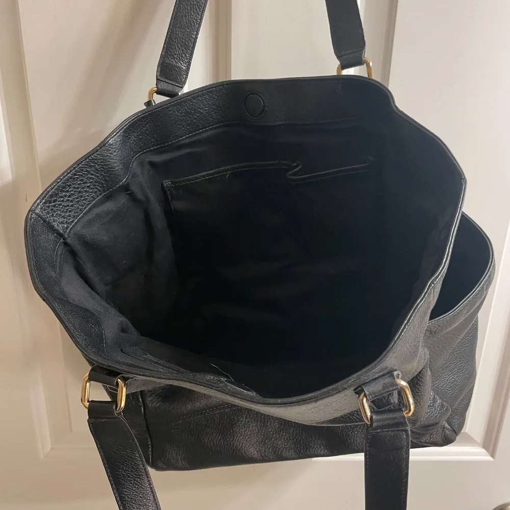 Kenneth Cole Black Leather Tote with Gold Hardware - Picture 7 of 14